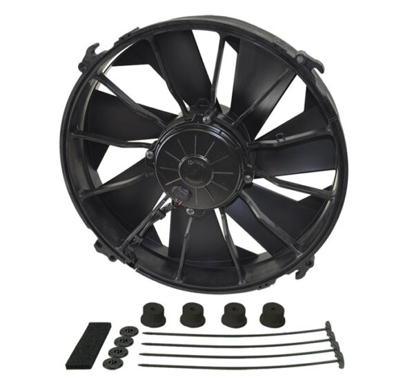 12'' High Output Single RAD Pusher/Puller Fan with Standard Mount Kit - 13-1/8''W x 13-1/8''H x 3-1/2''D