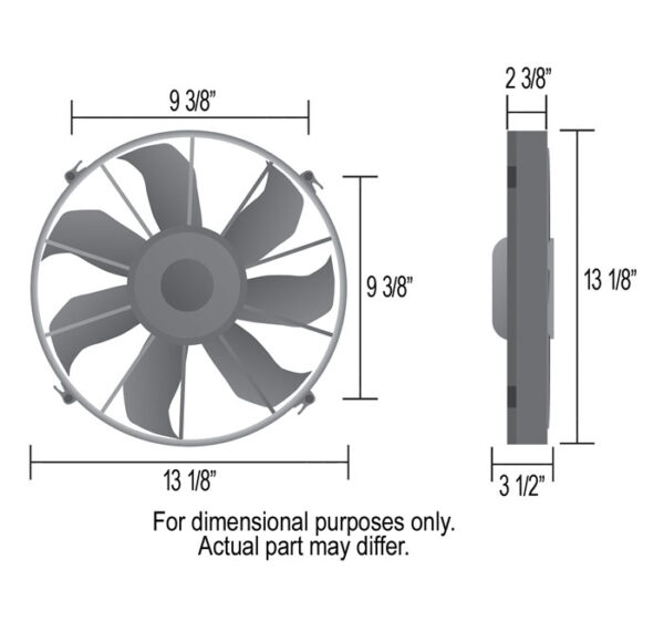 12'' High Output Single RAD Pusher/Puller Fan with Standard Mount Kit - 13-1/8''W x 13-1/8''H x 3-1/2''D - Image 4