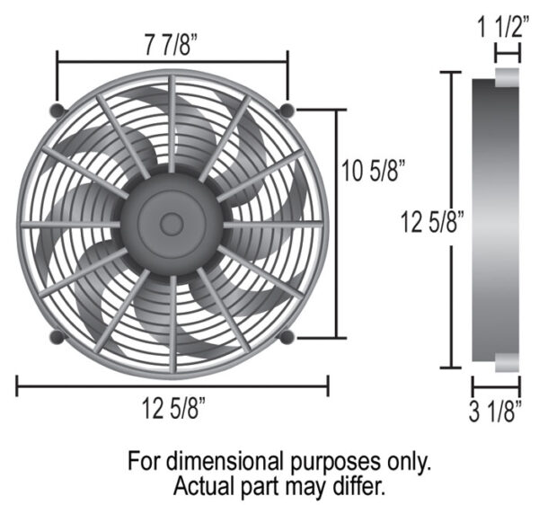 12'' High Output Single RAD Pusher/Puller Fan with Standard Mount Kit - 12-5/8''W x 12-5/8''H x 3-1/8''D - Image 4
