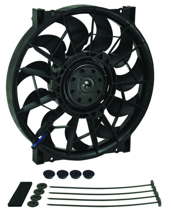 12'' High Output Single RAD Pusher/Puller Fan with Standard Mount Kit - 12-5/8''W x 12-5/8''H x 3-1/8''D