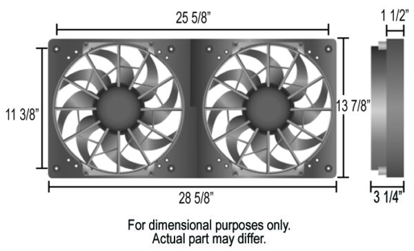 Powerpack - High Output Dual 12'' Electric RAD Fan/Plastic Shroud Kit - 28-5/8''W x 13-7/8''H x 3-1/4''D - Image 3