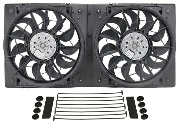Powerpack - High Output Dual 12'' Electric RAD Fan/Plastic Shroud Kit - 28-5/8''W x 13-7/8''H x 3-1/4''D