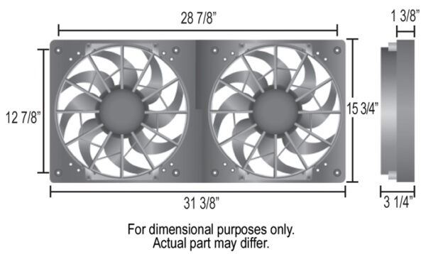 Powerpack - High Output Dual 12'' Electric RAD Fan/Plastic Shroud Kit - 31-3/8''W x 15-3/4''H x 3-1/4'' - Image 2