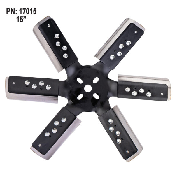 15" Heavy Duty Stainless Steel Standard Rotation Flex Fan, Black Hub - Image 2