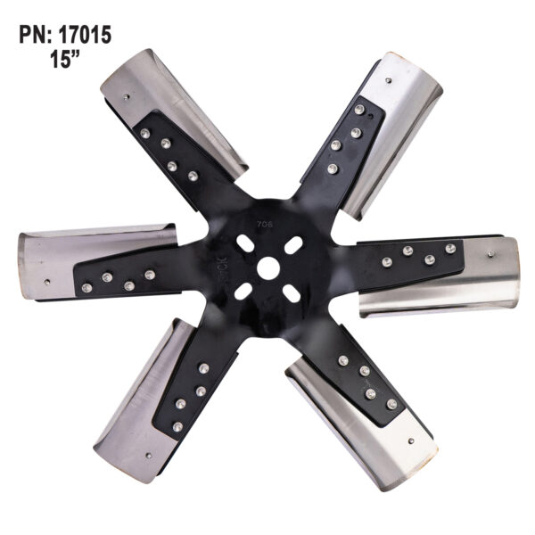 15" Heavy Duty Stainless Steel Standard Rotation Flex Fan, Black Hub - Image 3