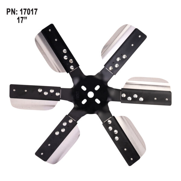 17" Heavy Duty Stainless Steel Standard Rotation Flex Fan, Black Hub - Image 2