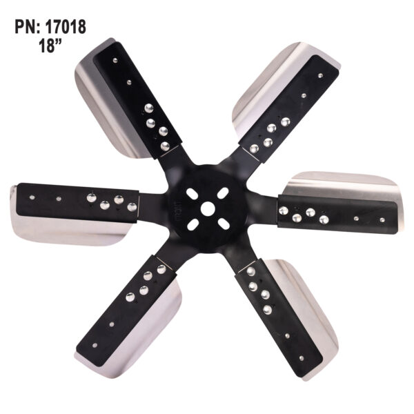 18" Heavy Duty Stainless Steel Standard Rotation Flex Fan, Black Hub - Image 2