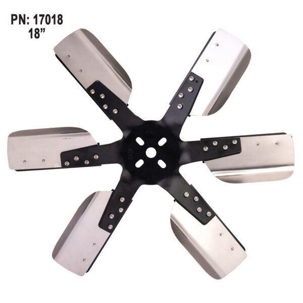 18" Heavy Duty Stainless Steel Standard Rotation Flex Fan, Black Hub - Image 3