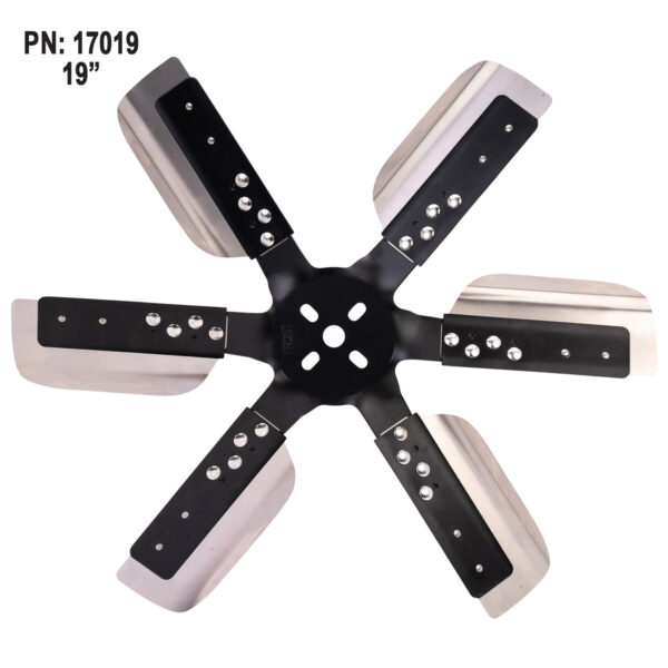 19" Heavy Duty Stainless Steel Standard Rotation Flex Fan, Black Hub - Image 2