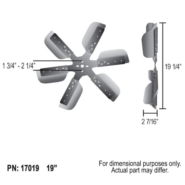 19" Heavy Duty Stainless Steel Standard Rotation Flex Fan, Black Hub - Image 4