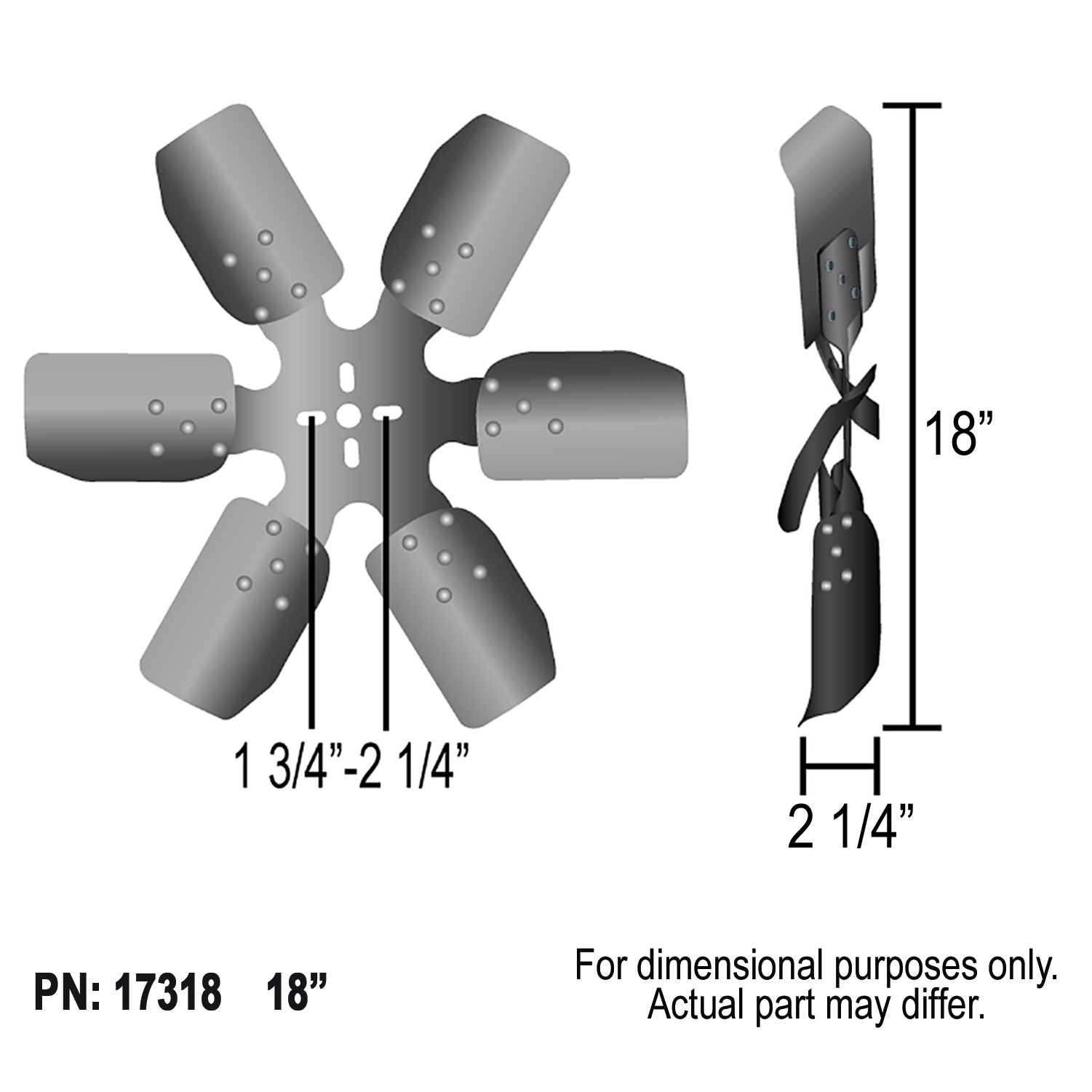 18" Standard Rotation Rigid Race Fan, Steel Blade - Image 6