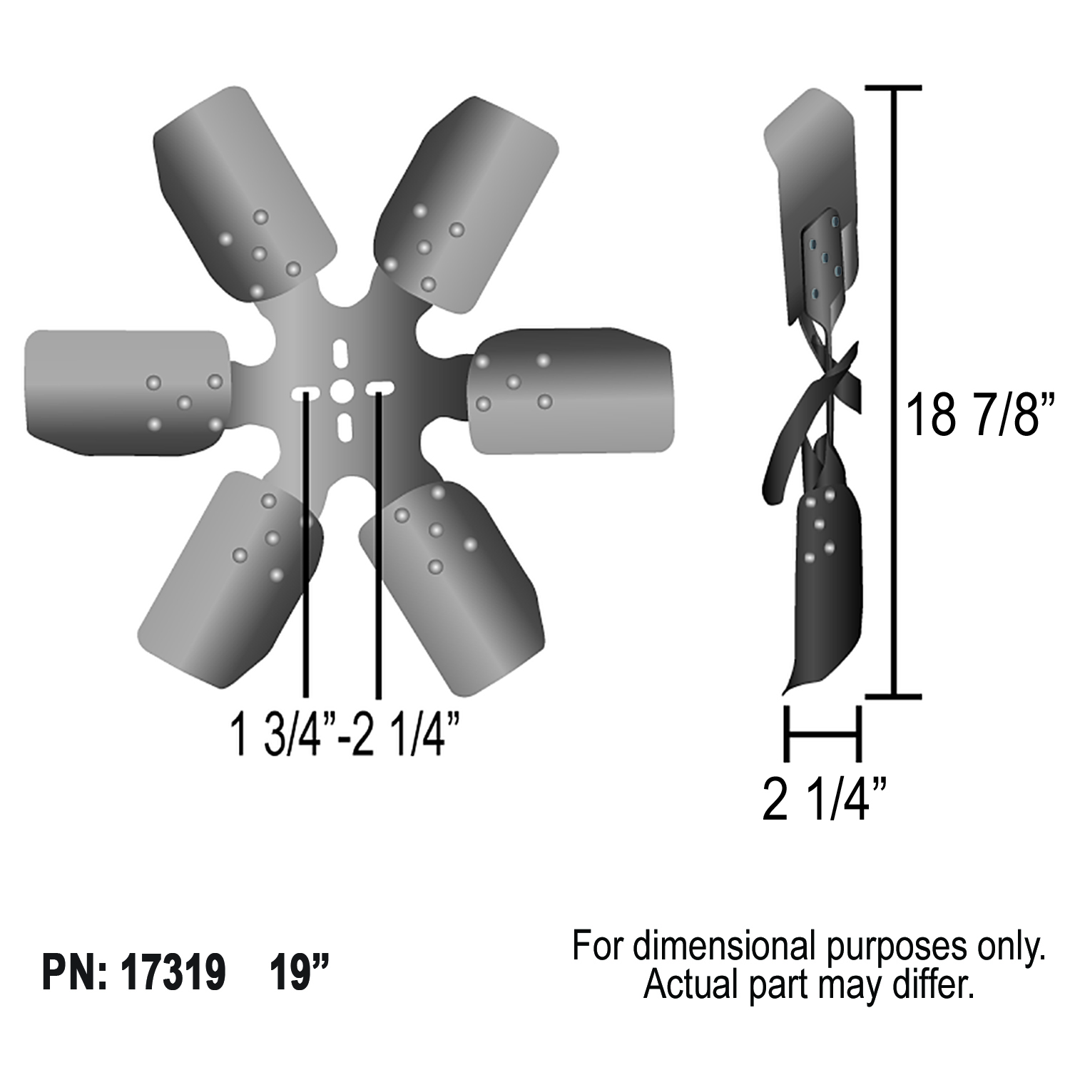 19" Standard Rotation Rigid Race Fan, Steel Blade - Image 4