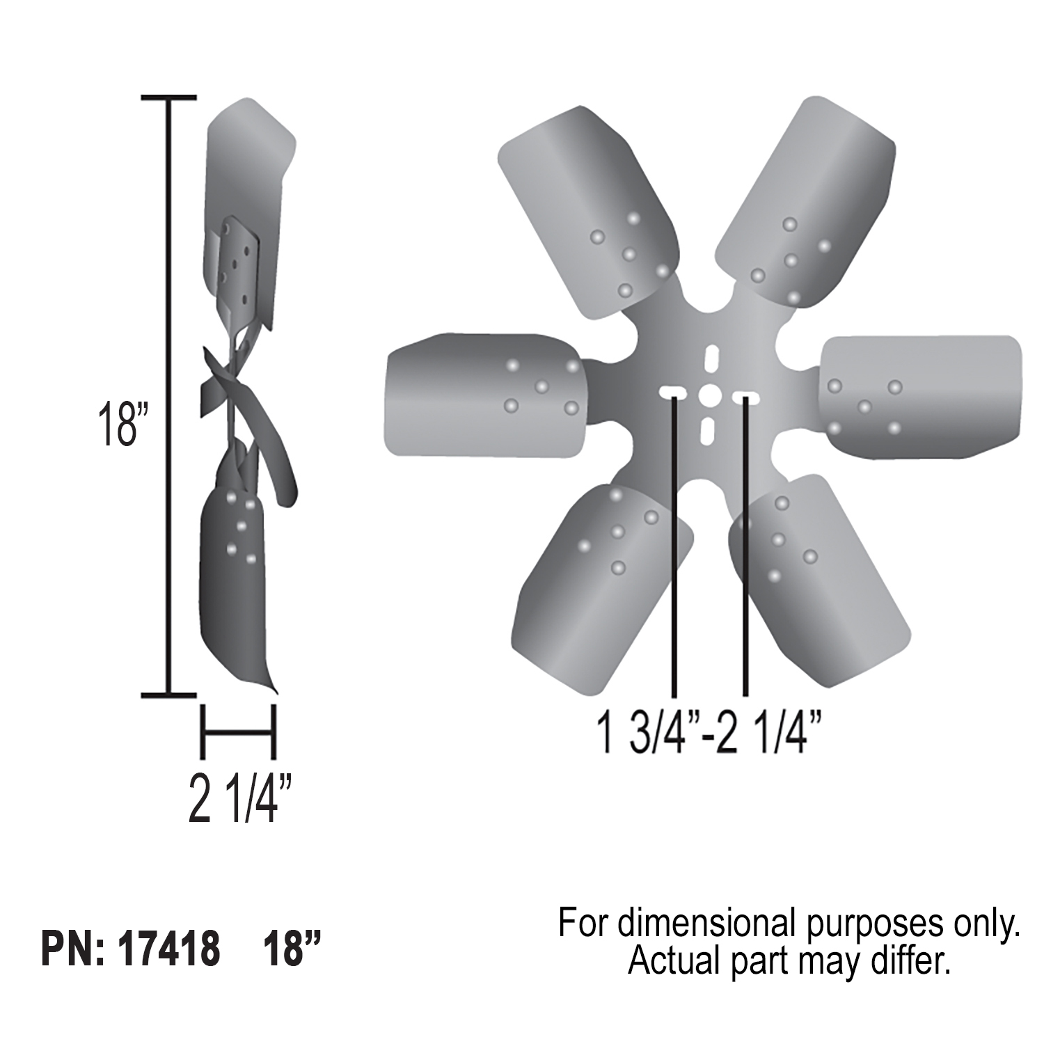 18" Reverse Rotation Rigid Race Fan, Steel Blade - Image 4
