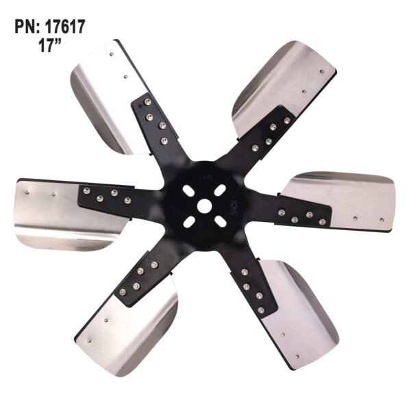 17" Heavy Duty Stainless Steel Reverse Rotation Flex Fan, Black Hub - Image 3