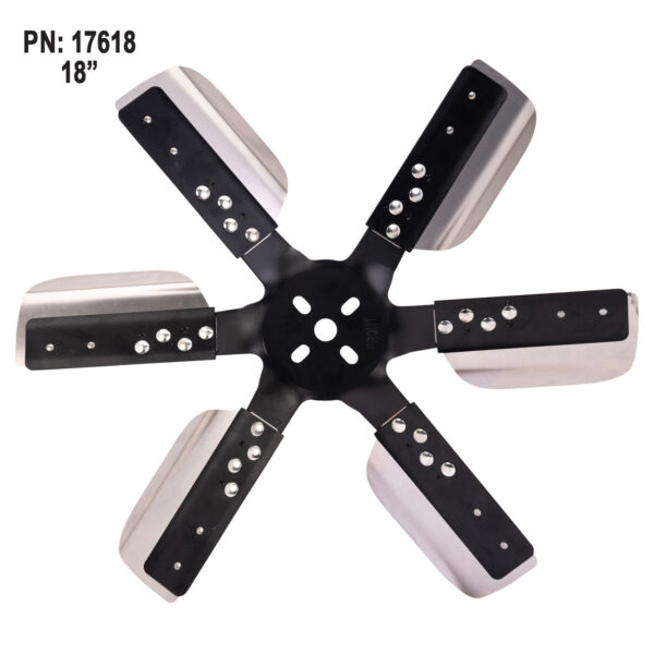 18" Heavy Duty Stainless Steel Reverse Rotation Flex Fan, Black Hub - Image 2