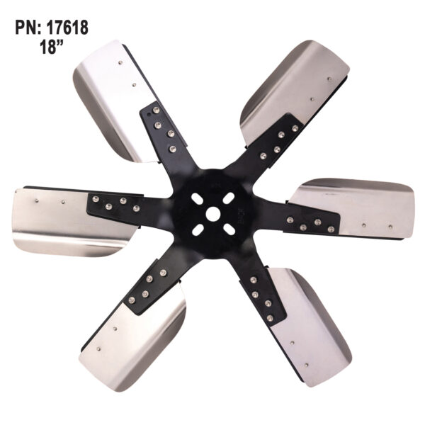 18" Heavy Duty Stainless Steel Reverse Rotation Flex Fan, Black Hub - Image 3