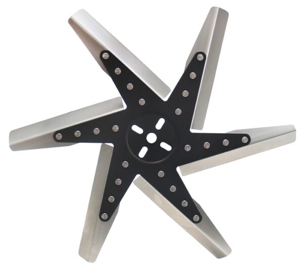 18" High Performance Stainless Steel Reverse Rotation Flex Fan, Black Hub