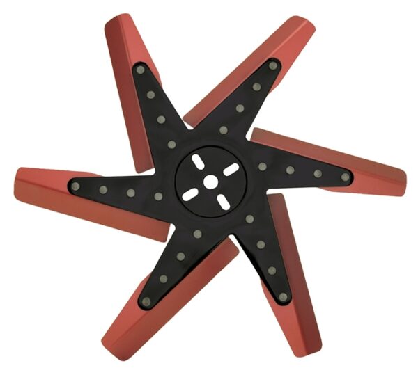 17" High Performance Aluminum Standard Rotation Flex Fan, Red Blade with Black Hub