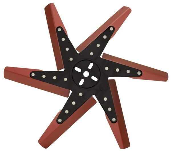 18" High Performance Aluminum Standard Rotation Flex Fan, Red Blade with Black Hub