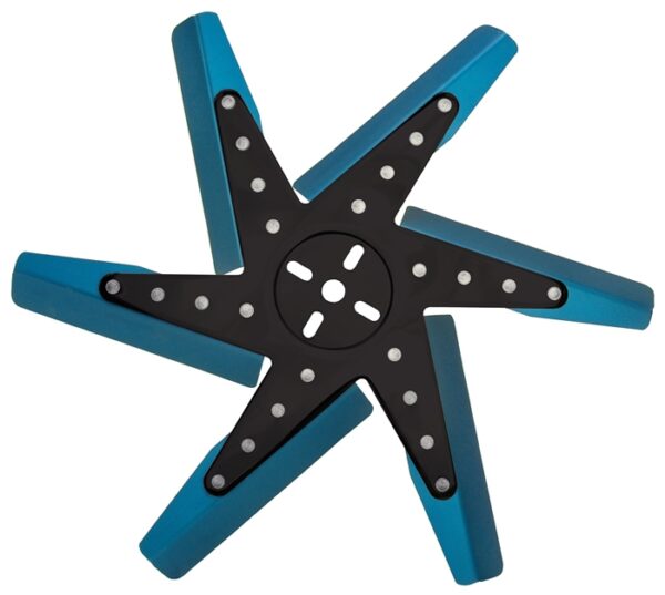 17" High Performance Aluminum Standard Rotation Flex Fan, Blue Blade with Black Hub