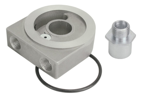 Low Profile Pressue relief Sandwich Adapter with 3/8" NPT Ports and 3/4"-16 Filter Thread