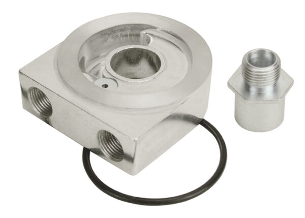 Low Profile Pressue relief Sandwich Adapter with 3/8" NPT Ports and 3/4"-16 Filter Thread - Image 2