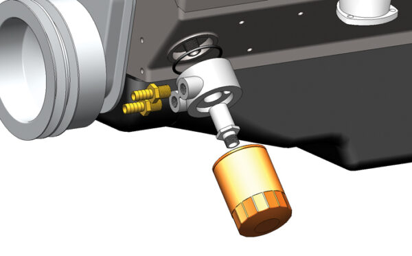 Low Profile Pressue relief Sandwich Adapter with 3/8" NPT Ports and 3/4"-16 Filter Thread - Image 3