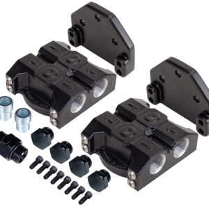 Premium -10AN Side Ports Dual Filter Mount, 3/4''-16 Filter Threads