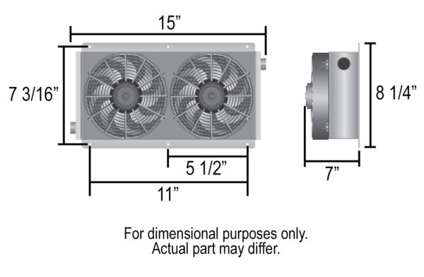 11 Row Hi-Flow Racing Remote Fluid Cooler with Dual Fans, 7/8-14 UNF O-ring - Image 2