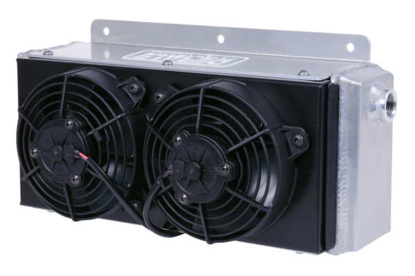 11 Row Hi-Flow Racing Remote Fluid Cooler with Dual Fans, 7/8-14 UNF O-ring