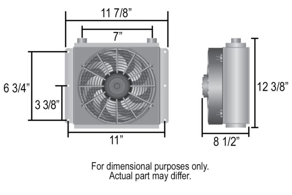 18 Row Hi-Flow Racing Remote Fluid Cooler with Single Fan, 7/8-14 UNF O-ring - Image 2