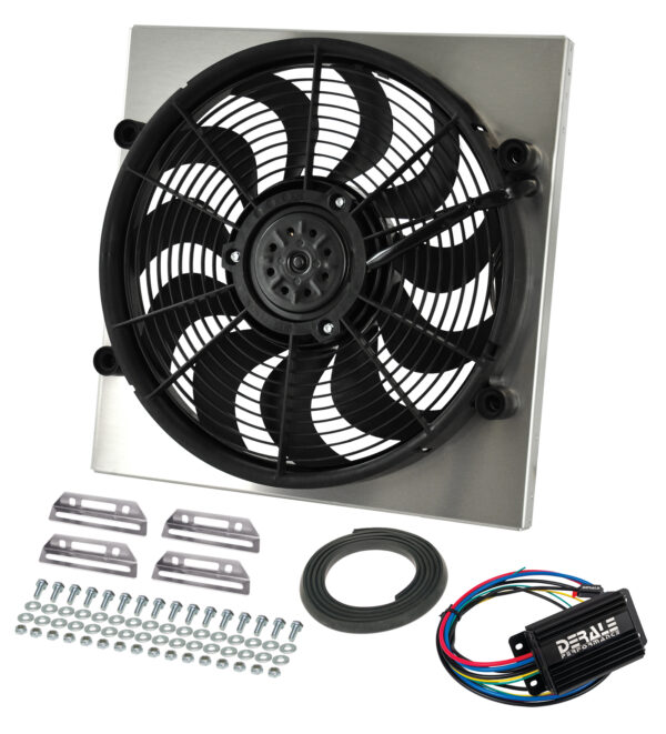 Powerpack - High Output Single 17'' Electric RAD Fan/Aluminum Shroud Kit with PWM Controller - 18''W x 18''H x 3''D