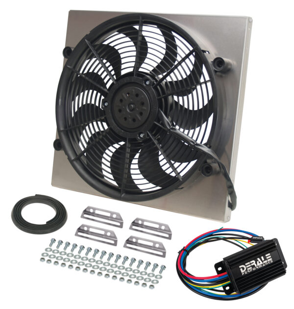 Powerpack - High Output Single 17'' Electric RAD Fan/Aluminum Shroud Kit with PWM Controller - 18-3/4''W x 17-5/8''H x 3''D
