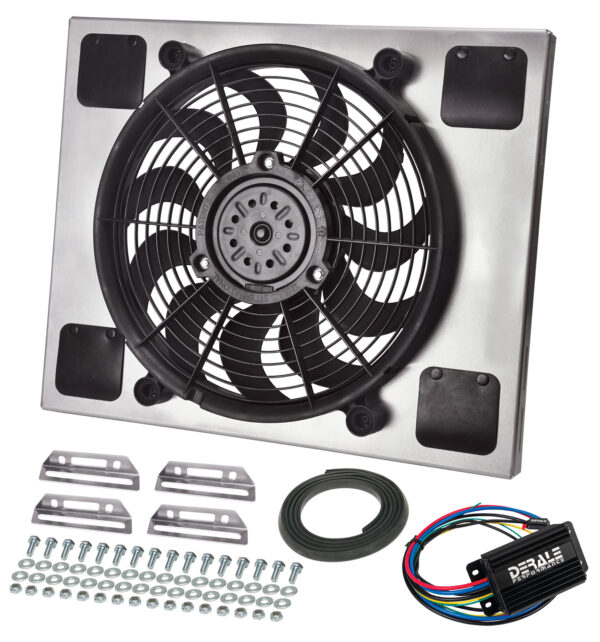 Powerpack - High Output Single 14'' Electric RAD Fan/Aluminum Shroud Kit with PWM Controller - 20''W x 16-3/8''H x 2-3/4''D
