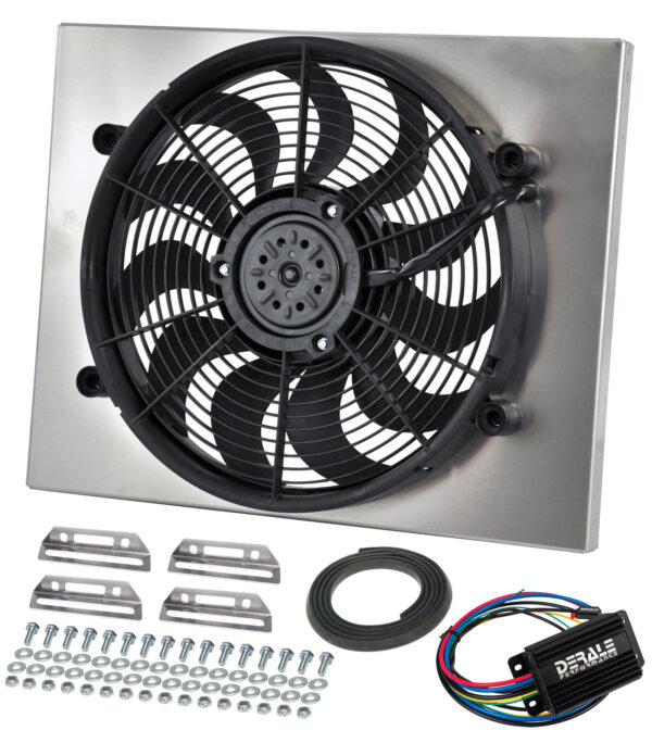 Powerpack - High Output Single 17'' Electric RAD Fan/Aluminum Shroud Kit with PWM Controller - 21''W x 16-3/4''H x 3''D