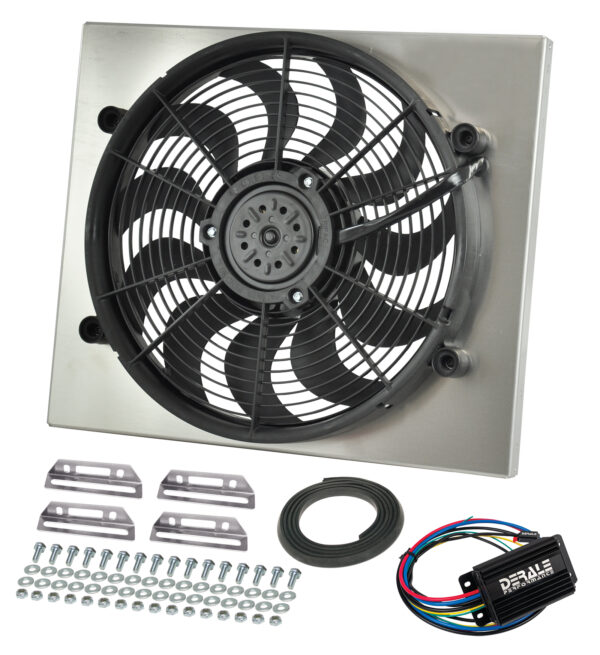 Powerpack - High Output Single 17'' Electric RAD Fan/Aluminum Shroud Kit with PWM Controller - 22-1/4''W x 17-5/8''H x 3''D