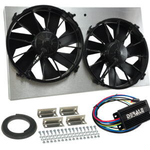 Powerpack - High Output Dual 12'' Electric RAD Fan/Aluminum Shroud with PWM Controller - 25-5/8''W x 15-1/8''H x 4''D