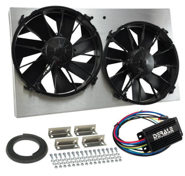Powerpack - High Output Dual 12'' Electric RAD Fan/Aluminum Shroud with PWM Controller - 25-5/8''W x 15-1/8''H x 4''D