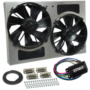 Powerpack - High Output Dual 12'' Electric RAD Fan/Aluminum Shroud with PWM Controller - 25-5/8''W x 17-1/8''H x 4''D