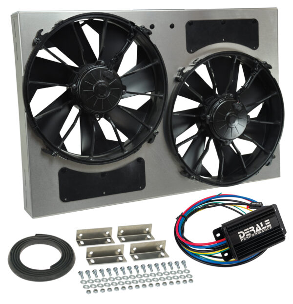 Powerpack - High Output Dual 12'' Electric RAD Fan/Aluminum Shroud with PWM Controller - 25-5/8''W x 17-1/8''H x 4''D