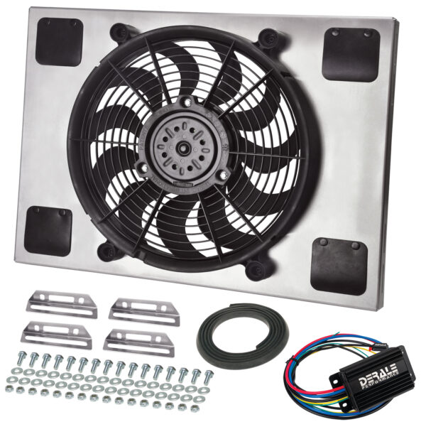 Powerpack - High Output Single 14'' Electric RAD Fan/Aluminum Shroud Kit with PWM Controller - 23-7/16''W x 15-7/16''H x 2-3/4''D