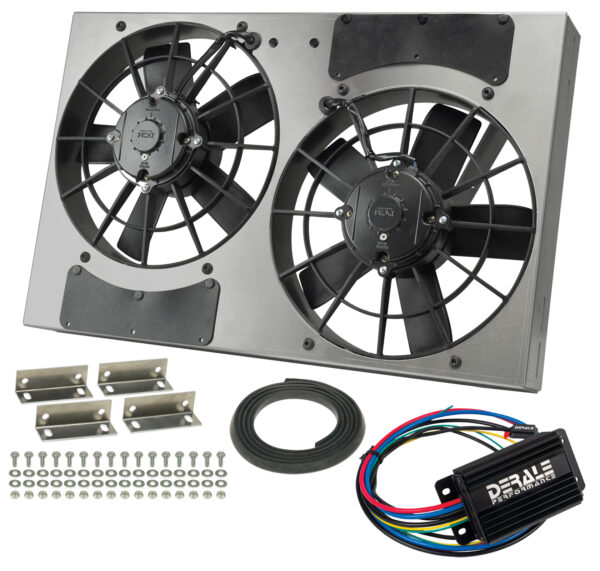 Powerpack - High Output Dual 11'' Electric RAD Fan/Aluminum Shroud with PWM Controller - 24''W x 15-1/2''H x 4''D