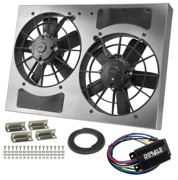 Powerpack - High Output Dual 11'' Electric RAD Fan/Aluminum Shroud with Controller - 24''W x 17''H x 4''D