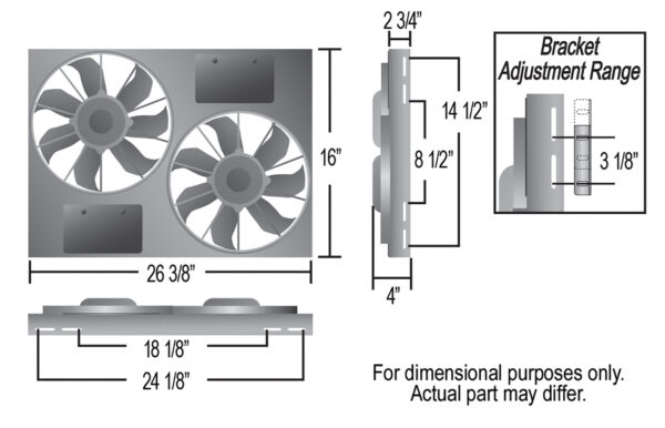 Powerpack - High Output Dual 12'' Electric RAD Fan/Aluminum Shroud with PWM Controller - 26-3/8''W x 16''H x 4''D - Image 5