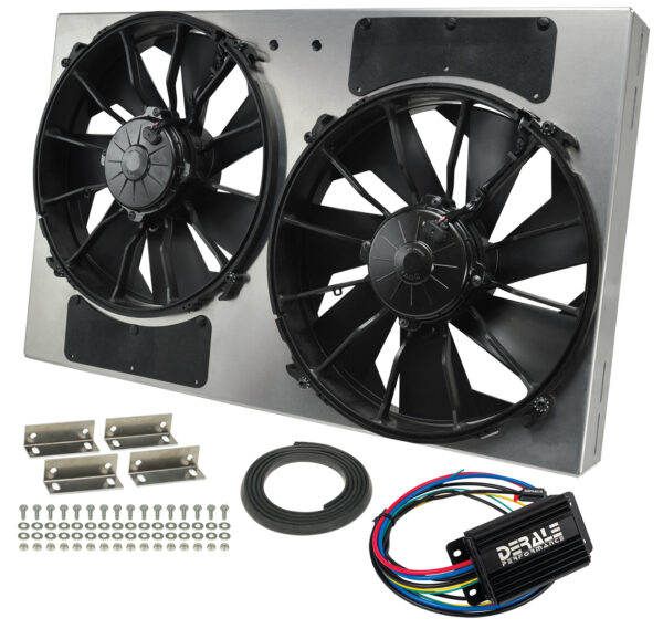Powerpack - High Output Dual 12'' Electric RAD Fan/Aluminum Shroud with PWM Controller - 26-3/8''W x 16''H x 4''D