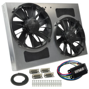 Powerpack - High Output Dual 12'' Electric RAD Fan/Aluminum Shroud with PWM Controller - 27''W x 18''H x 4''D