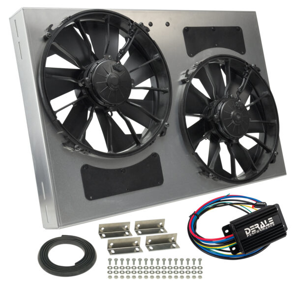 Powerpack - High Output Dual 12'' Electric RAD Fan/Aluminum Shroud with PWM Controller - 27''W x 18''H x 4''D