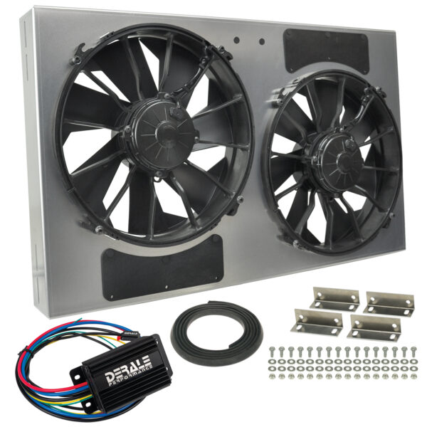 Powerpack - High Output Dual 12'' Electric RAD Fan/Aluminum Shroud with PWM Controller - 28-1/4''W x 17''H x 4''D
