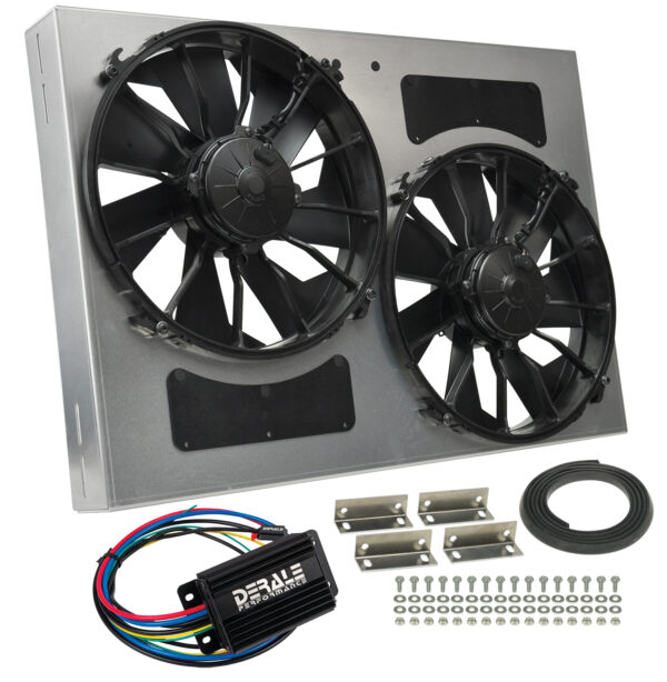 Powerpack - High Output Dual 12'' Electric RAD Fan/Steel Shroud with PWM Controller - 26''W x 18''H x 4''D