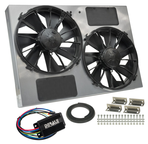 Powerpack - High Output Dual 12'' Electric RAD Fan/Steel Shroud with PWM Controller - 26''W x 18''H x 4''D